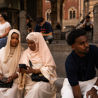 Inner walking, the city outside