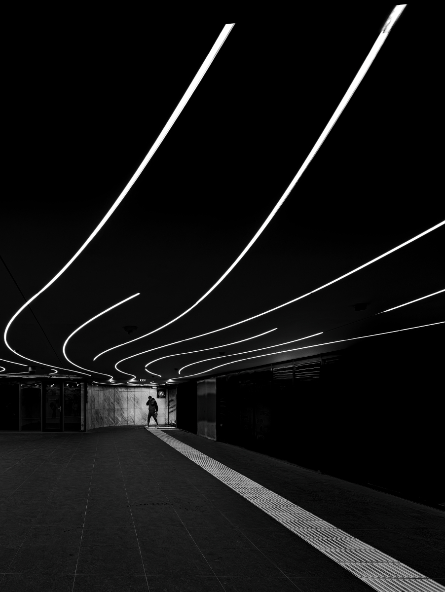 curved lights on the ceiling