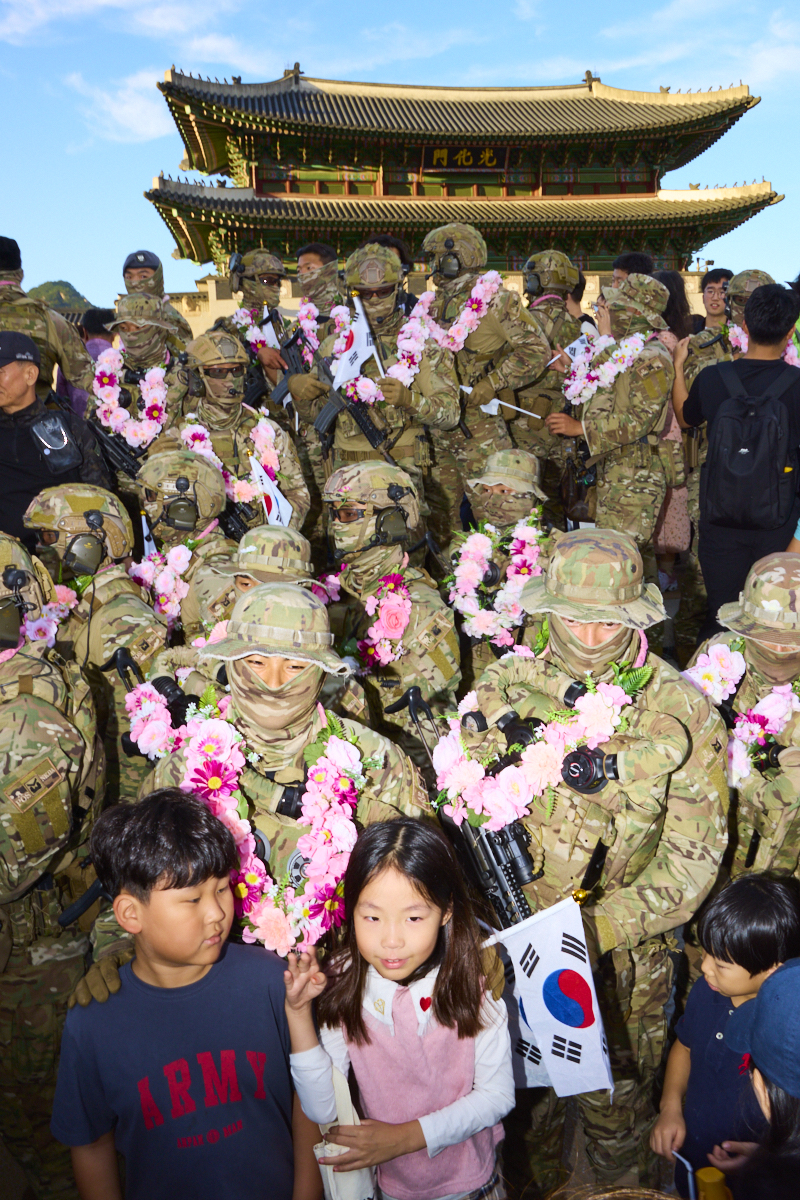 After celebration parade on Armed Forces Day.