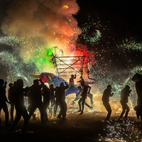 Burning of pyrotechnic bulls in Tultepec, State of Mexico